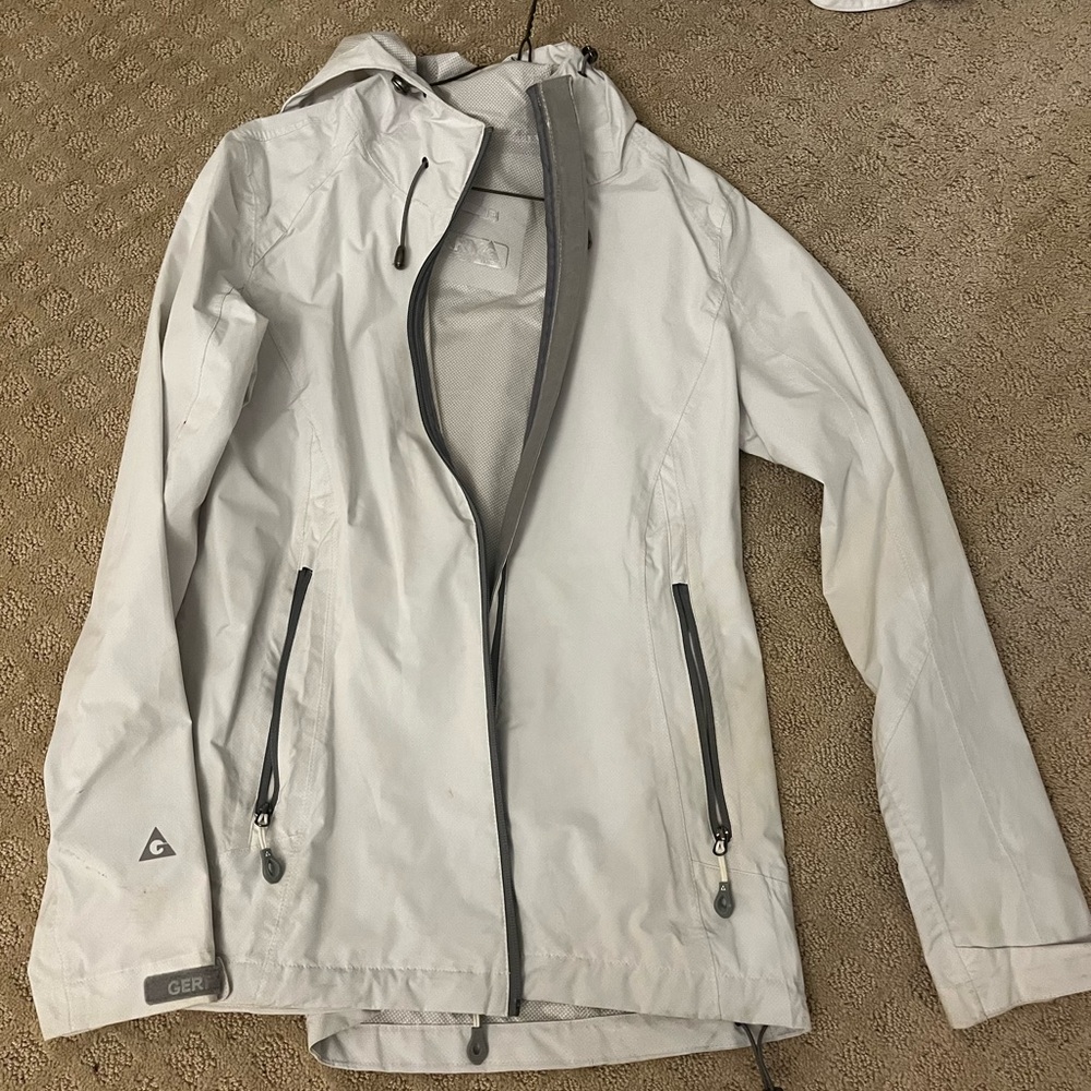 White rain jacket